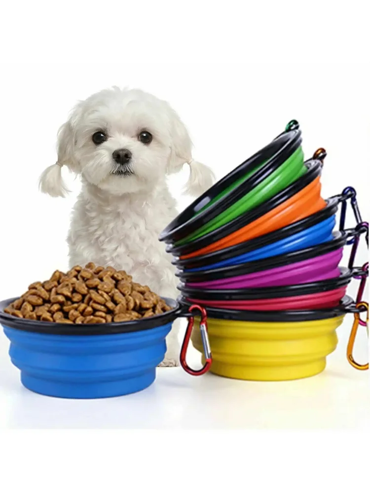 Easy taking portable Pet Food Bowl for Cats And Dog TPE foldable Collapsible Travel Outdoor Water Food plate for Pets