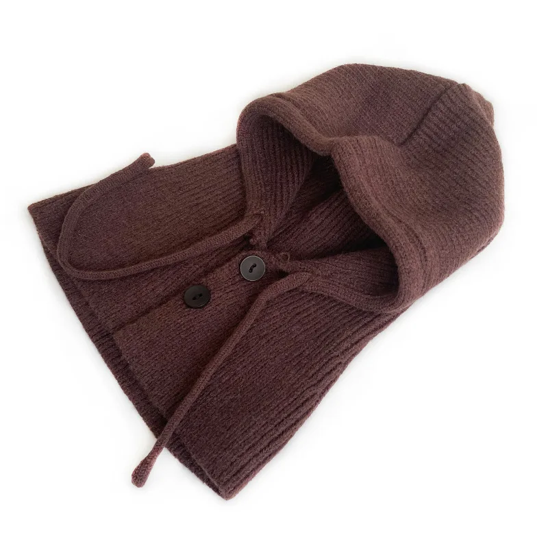 Winter Knit Hat New Ladies Fashion One-piece Hat Korean Version of Leisure Scarf Warm Windproof Wool Hat 4