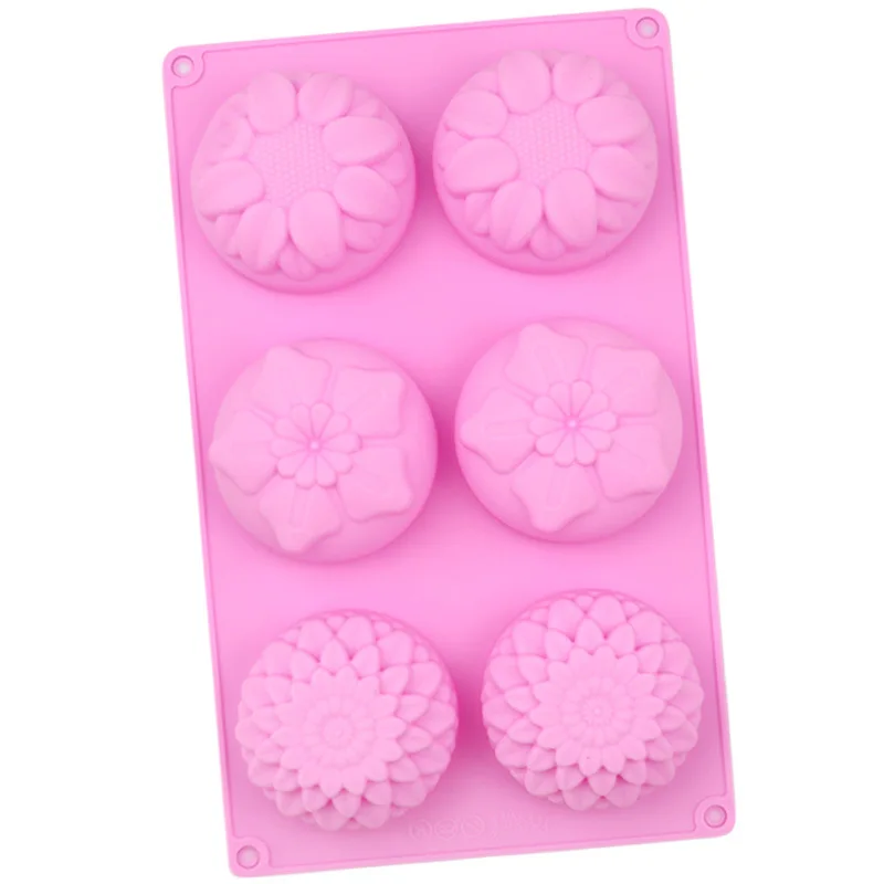 6 Sets of Flower-shaped Silicone Cake Molds, Easy To Clean and Easy To Demould XG182