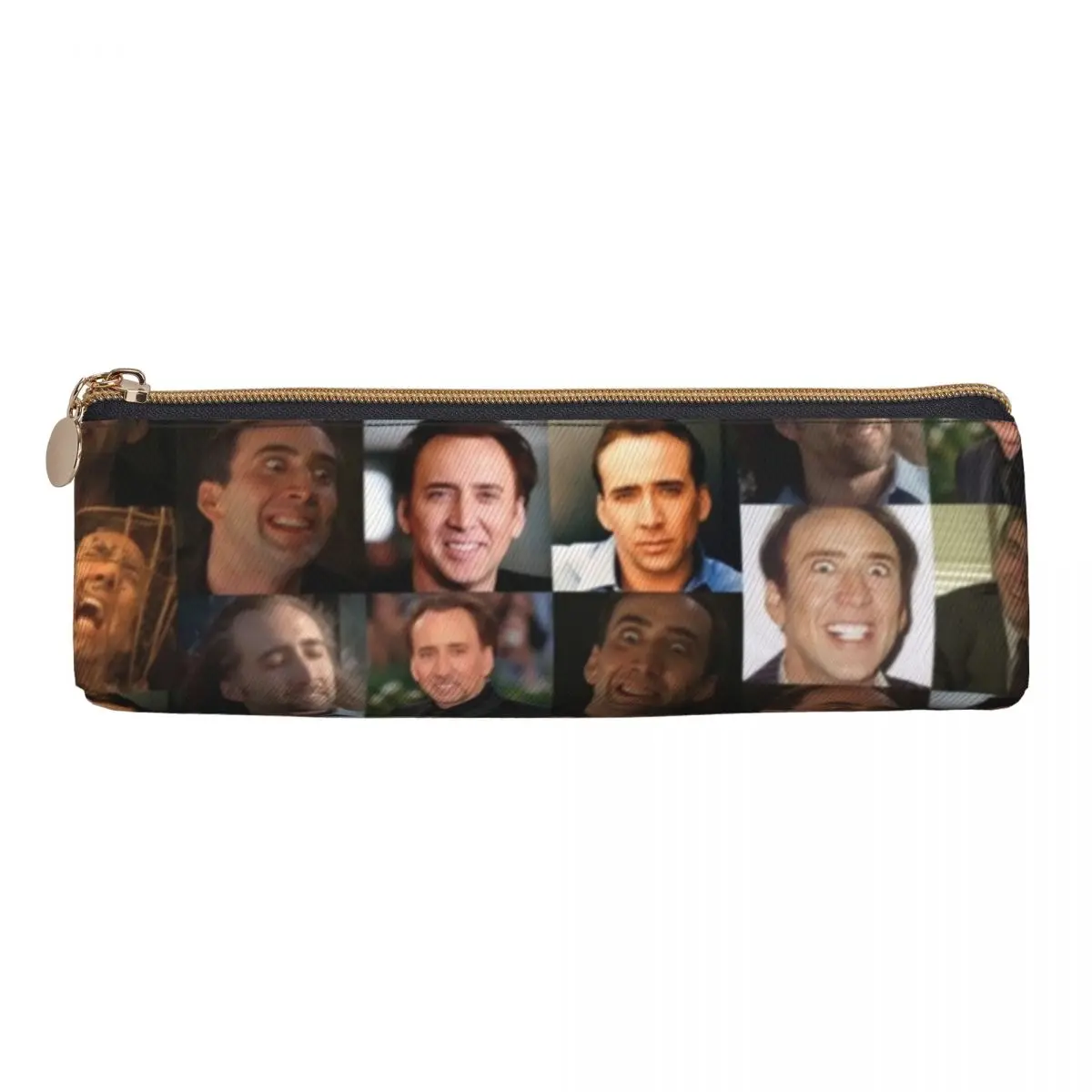 Vintage Pencil Case Funny Nicolas Cage Pencil Bag Memes Collage School Pencil Cases Boy Girl Zipper Graphic Stationery Organizer