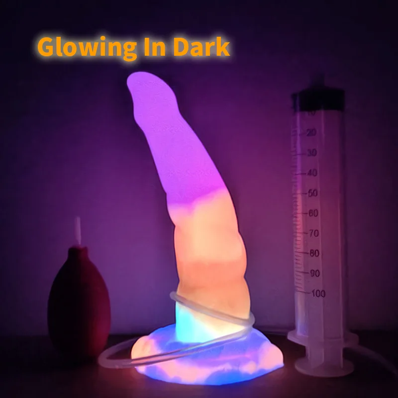 Yocy Nieuwe Spuitende Monster Dildo Gloeiende In Dark Fantasy Butt Plug Silicone Flexibele Seksspeeltje Voor Vrouwen Mannen Prostaat Stimulator