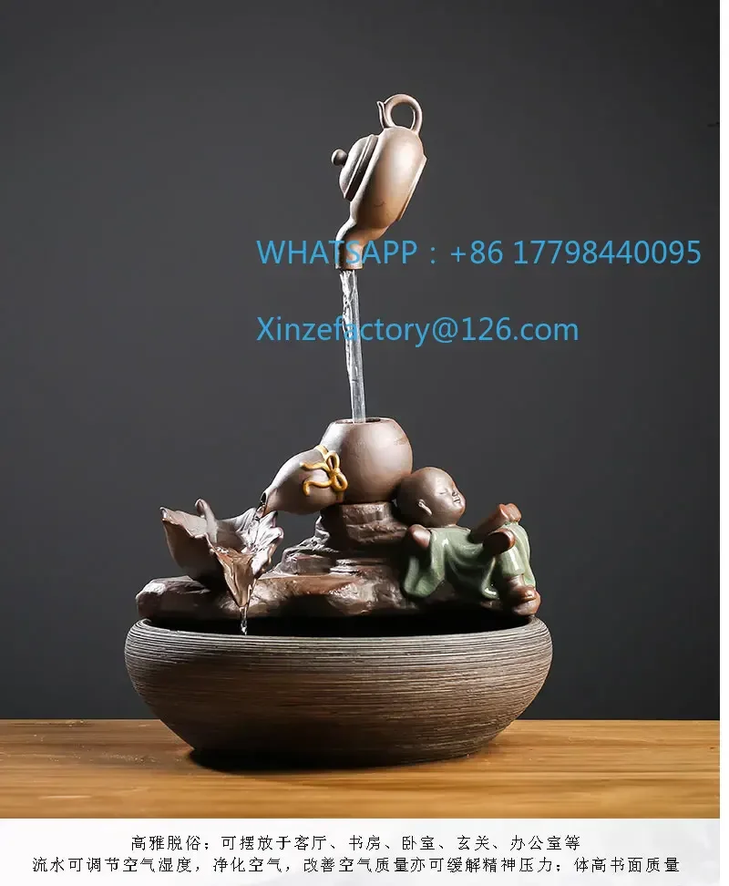 تخصيص الإبداعية السيراميك نافورة الماء الجارية المرطب زخرفة محظوظ فنغ شوي عجلة غرفة المعيشة مكتب المياه الجارية #6