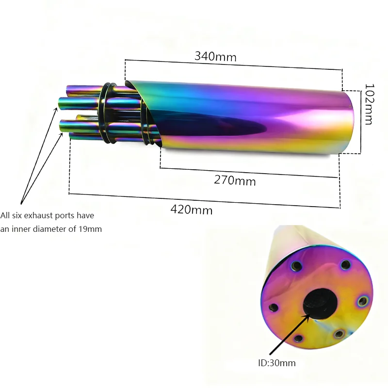 Motorcycle Modified Exhaust Muffler Pipe Gun Style for CG125 CG150 EN125 GN125 GY6125 GY650 Custom Replacement Accessory
