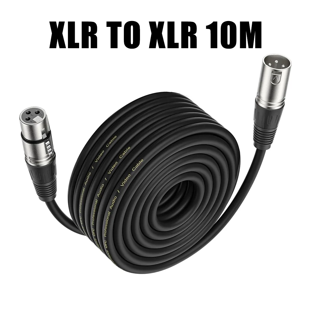 Professionele 10M audiokabel 3-pins XLR-kabel mannelijk naar vrouwelijk versterkerkabel voor microfoonaccessoires Mixer geluidskaart luidspreker