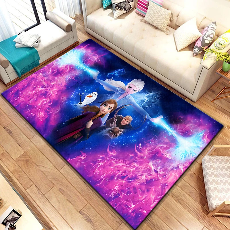 Frozen Rugs Fashion 3D Printing Anime Elsa Carpets Cartoon Living Room Bedroom Large Area Soft Home Children\'s Room Floor Carpet