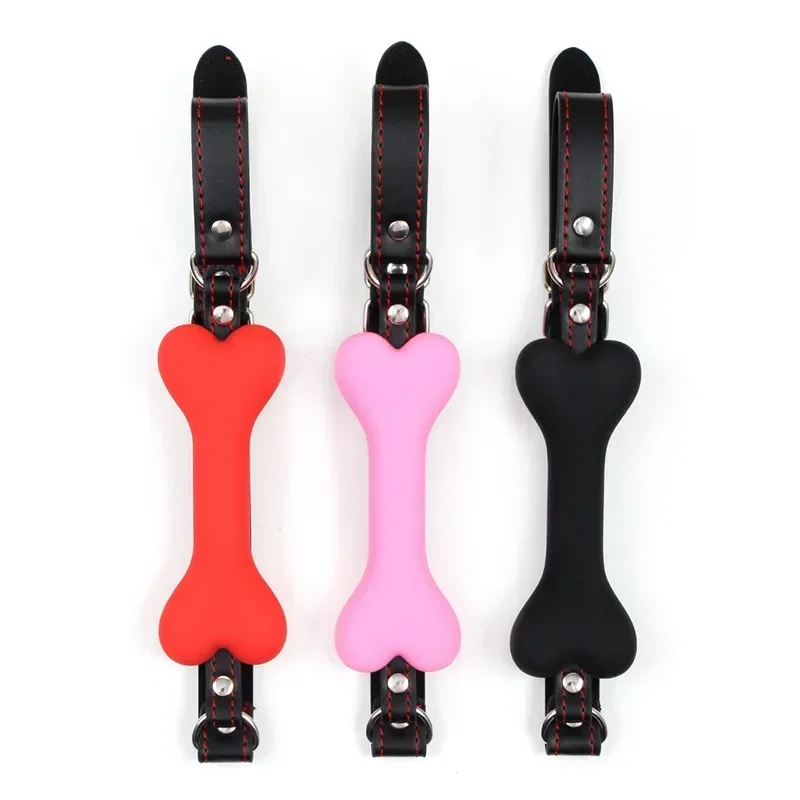 3 Colors Harness Mouth Adult Toys Silicone Dog Bone Ball Gag Open Mouth Gag Ball Bdsm Bondage Sex Products Sm Sex Toys for Women