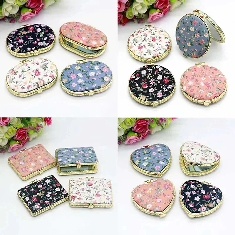 1Pc Bathroom MiniFlower Mirror Portable Travel Two-side Folding Make Up Mirror Women Vintage Cosmetic Make Up For Gift