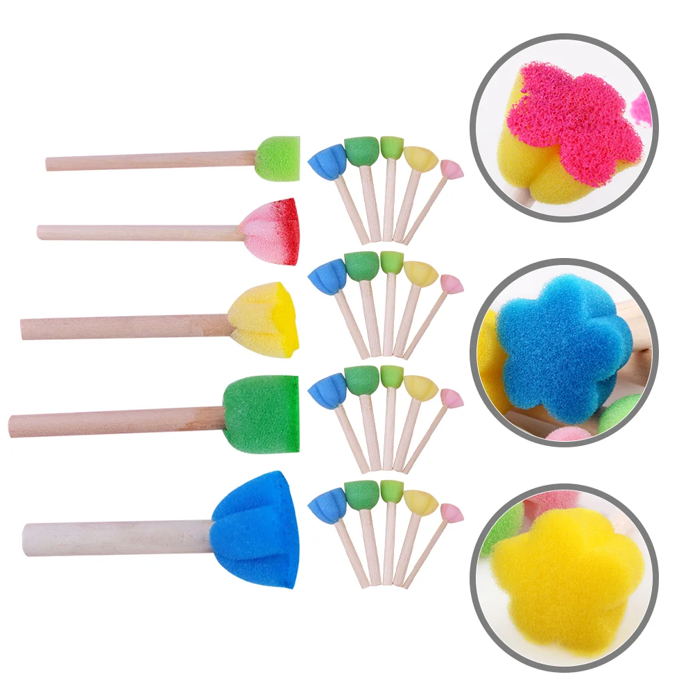 

25 Pcs Painting Sponge Brush Paintbrushes Sponges Seal Kit DIY Child Drawing Graffiti