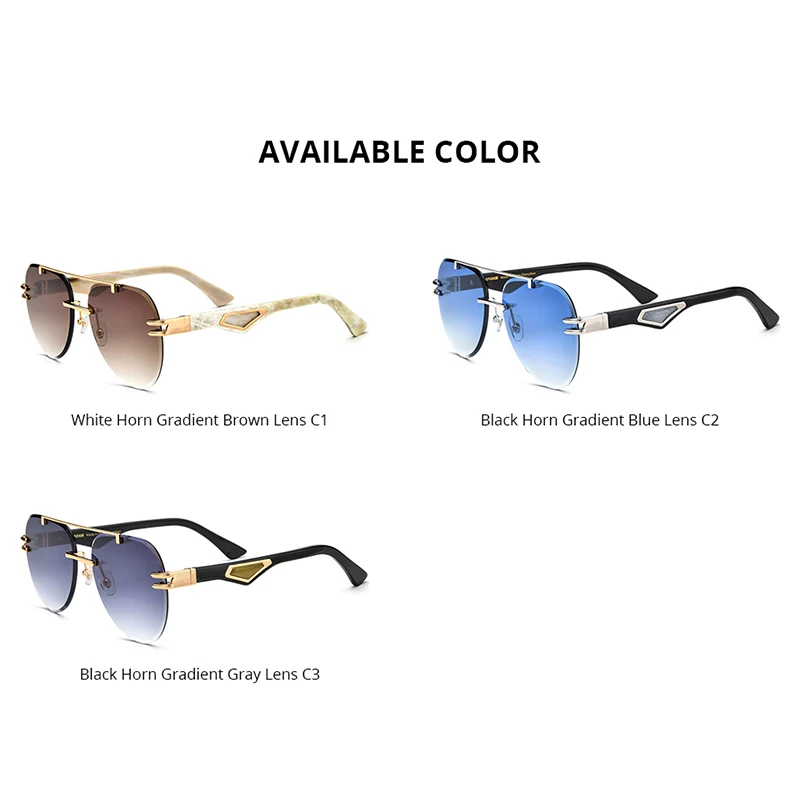 HEPIDEM Buffalo Horn Sunglasses Men Famous Luxury Brand Design Rimless Sun Glasses Diamond Eyewear Buffs Frameless Eyeglasses 39 - view 6