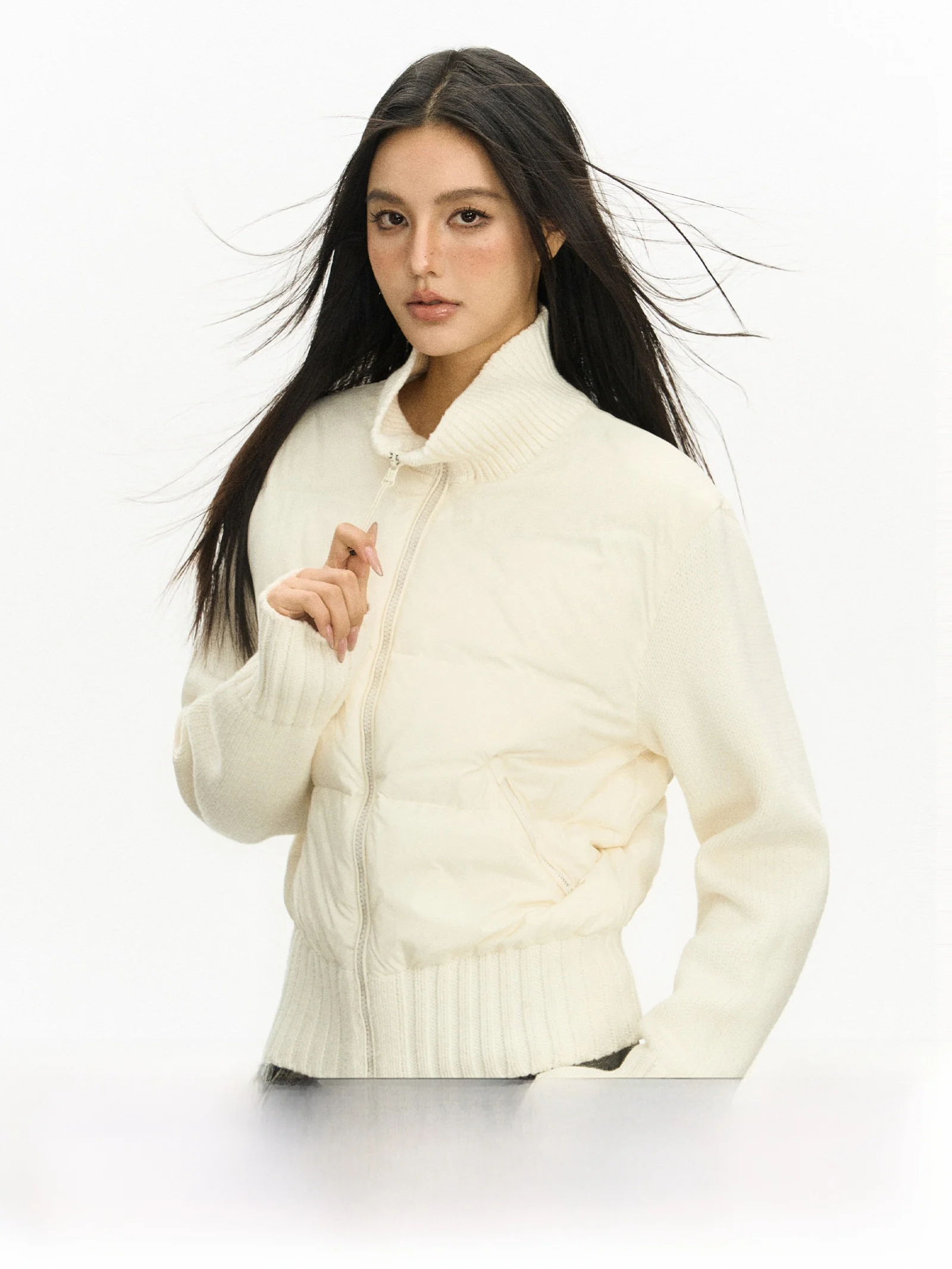 

Ariseism American Sle Ретро вязаный лоскутный женский пуховый джемпер легкий зимний Новое поступление прямого кроя из полиэфирного волокна