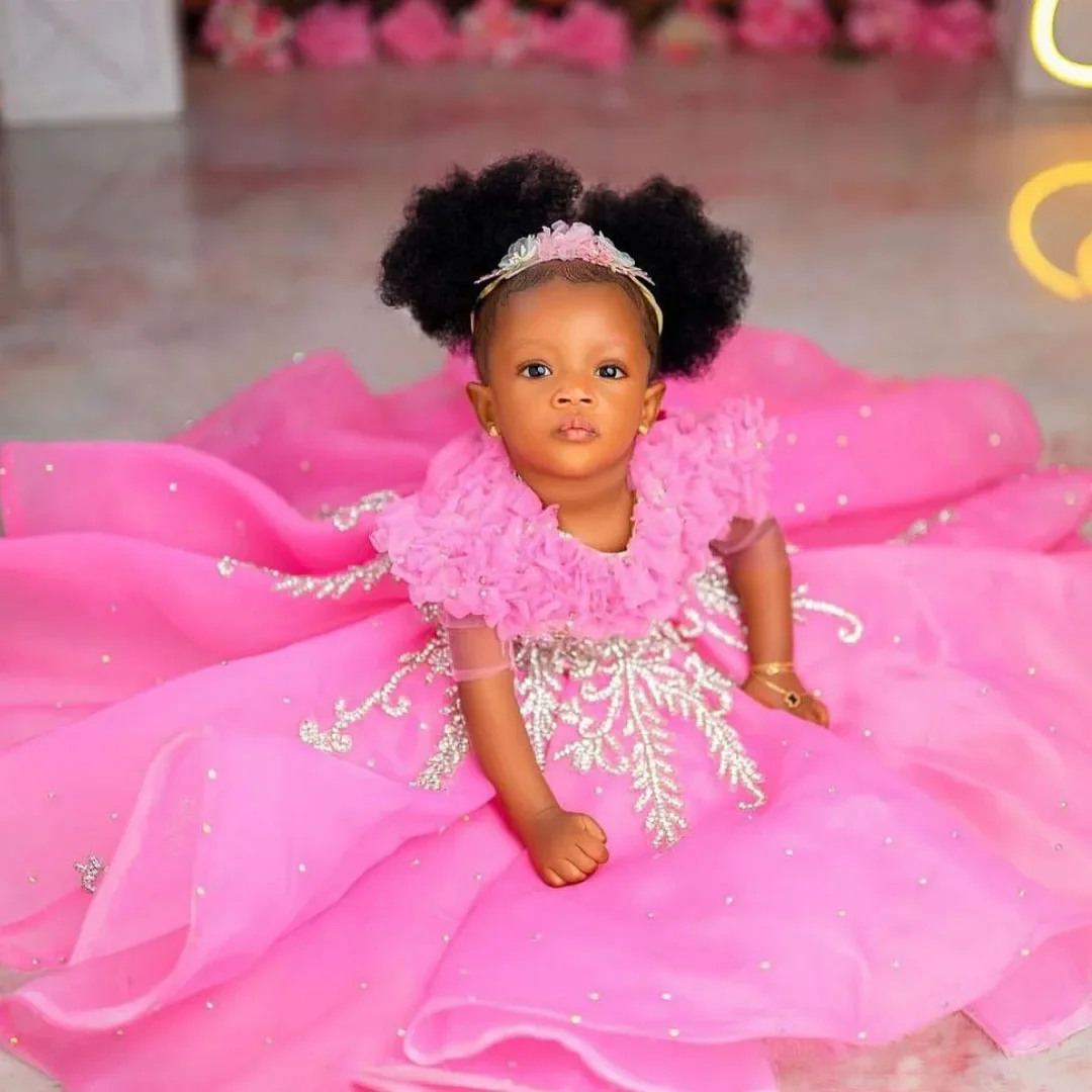Custom Luxury Flower Girl Dress For Wedding Formal Pageant Gown Elegant Princess Dress For Kids Birthday Party Performance