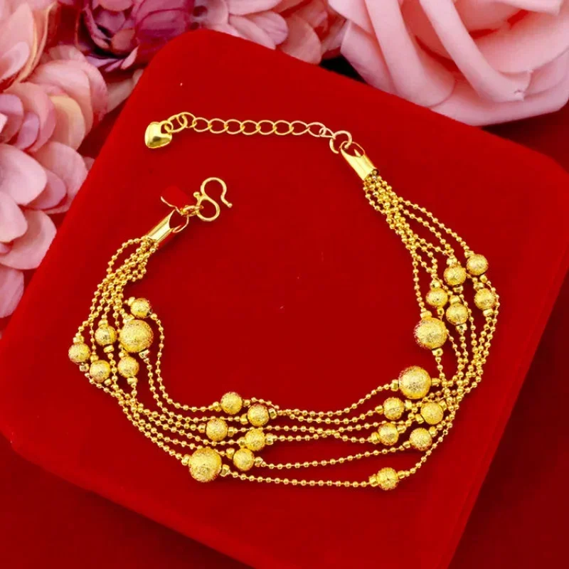 9999 gold bracelet women\'s 24k real gold bracelet bracelet bracelet gold bracelet female adjustable hundred with gifts