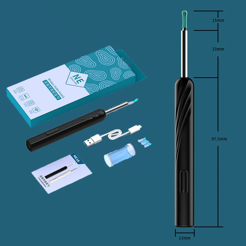 Smart Visual Spoon With HD Camera NE16 Wireless Earpick Split Spoon Head USB C Charging Ear Wax Removal Tools WIFI Connection