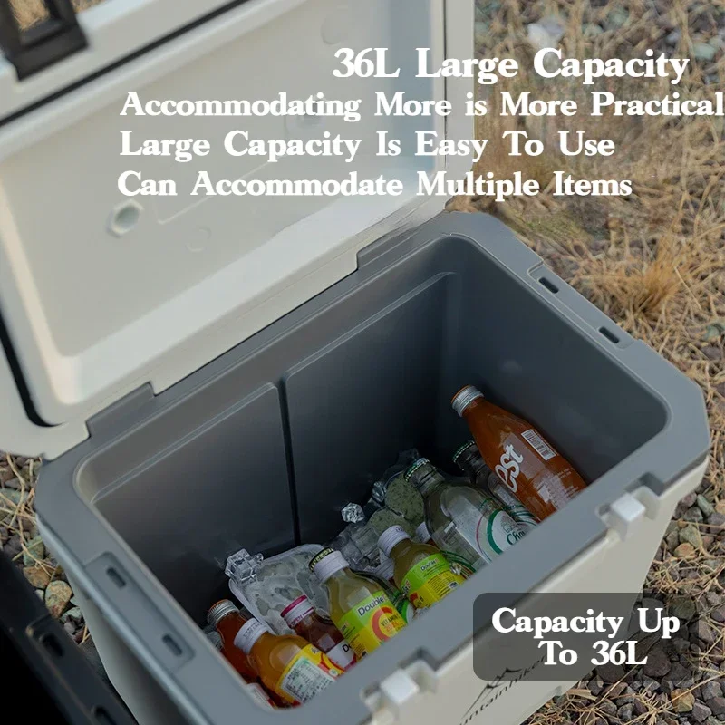 

MOUNTAINHIKER 36L Refrigerator Box Outdoor Refrigerator with Trolley Wheels Incubator Portable Warm Box BBQ Car Pulley Warm Box