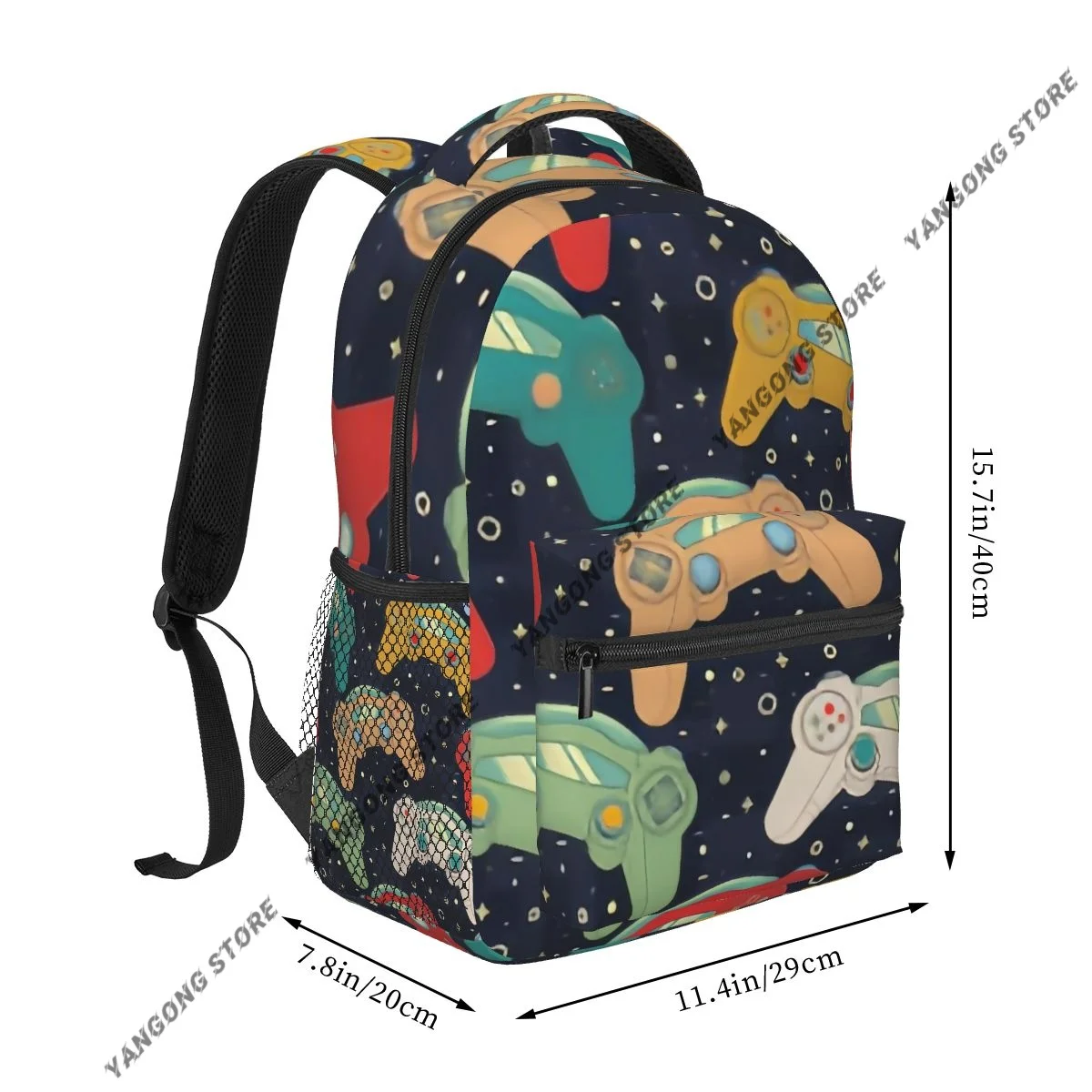 Teenager Bookbag Backpack Travel Bag Retro Video Game Controller Pattern Backpack For Laptop School Bags
