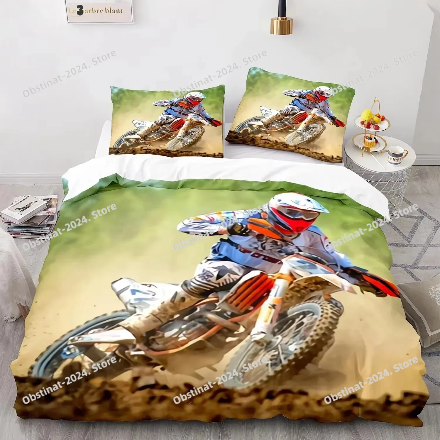 

New Extreme Sport Off-road Stunt Motorcycle Bedding Set Single Twin Full Queen King Size Bed Set Aldult Bedroom Duvetcover 012