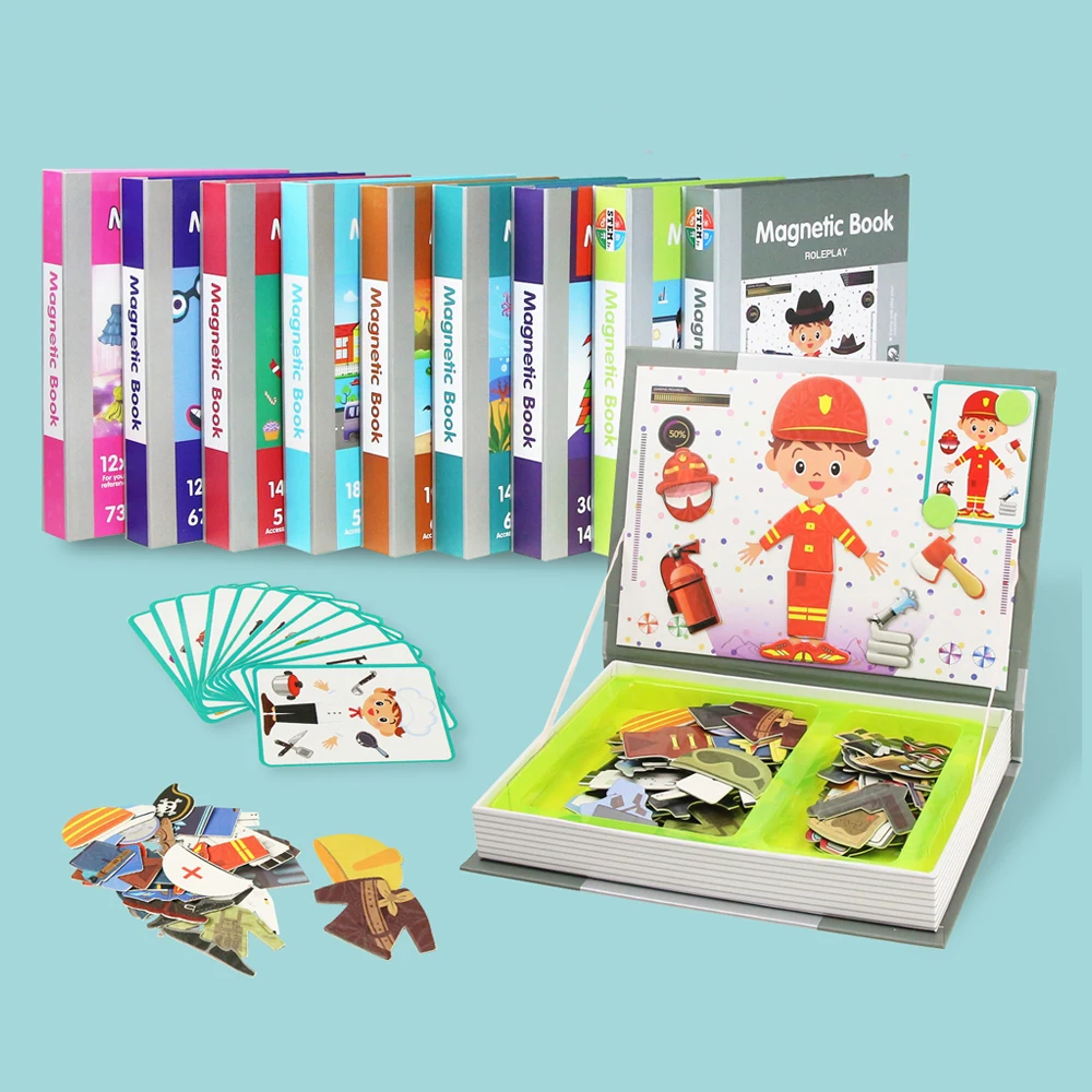 Divertente libro magnetico intelligente per bambini Puzzle di cartoni animati 3D Puzzle Gioco di allenamento per il cervello Giocattoli educativi