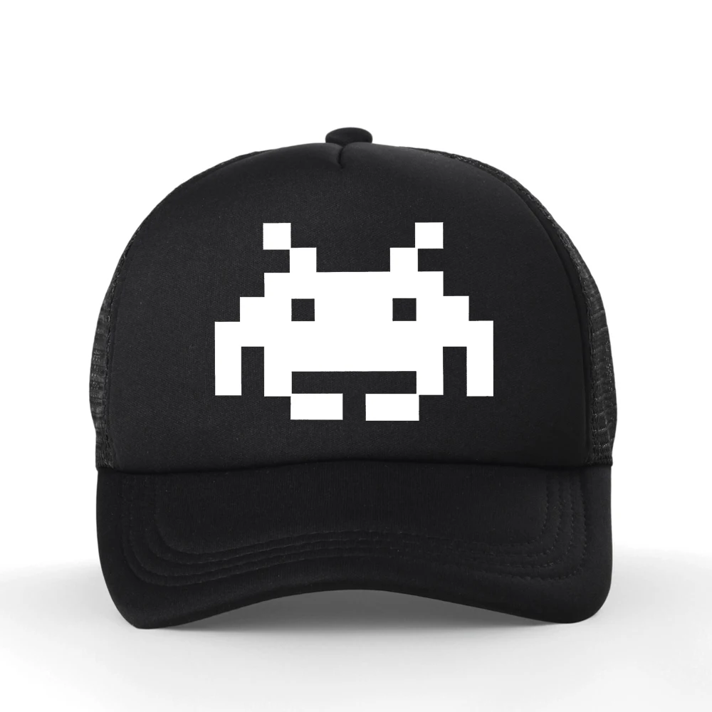 Don't Invade My Space Newest Space Invaders Arcade Mesh Breathable Baseball Cap Men Streetwear Classic Outdoors Hat
