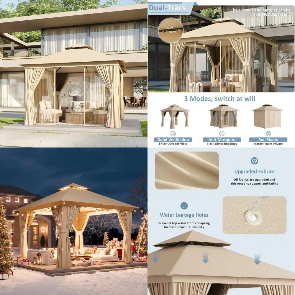 

Heavy-Duty Outdoor Patio Gazebo, 10x10 Feet Party Tent, Wind-Resistant with Metal Frame and Mosquito Nettings