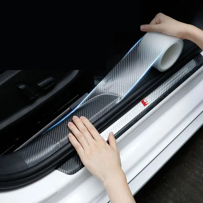 3m Car Threshold Bumper Strip 3-10cm For Anti Scratch Door Sill Protector Nano Carbon Fiber Texture Car Film Sticker