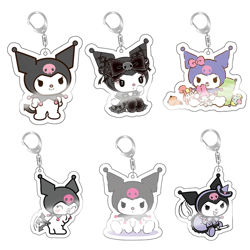 Cartoon Sanrio Hello Kitty Keychain Acrylic Cute Anime Action Figures Cinnamoroll Kuromi My Melody Pendant Schoolbag Decoration