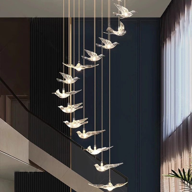 現代の階段シャンデリアペンダントライト屋内照明天井ランプ吊り下げライト LED シャンデリアリビングルーム屋内 lightin