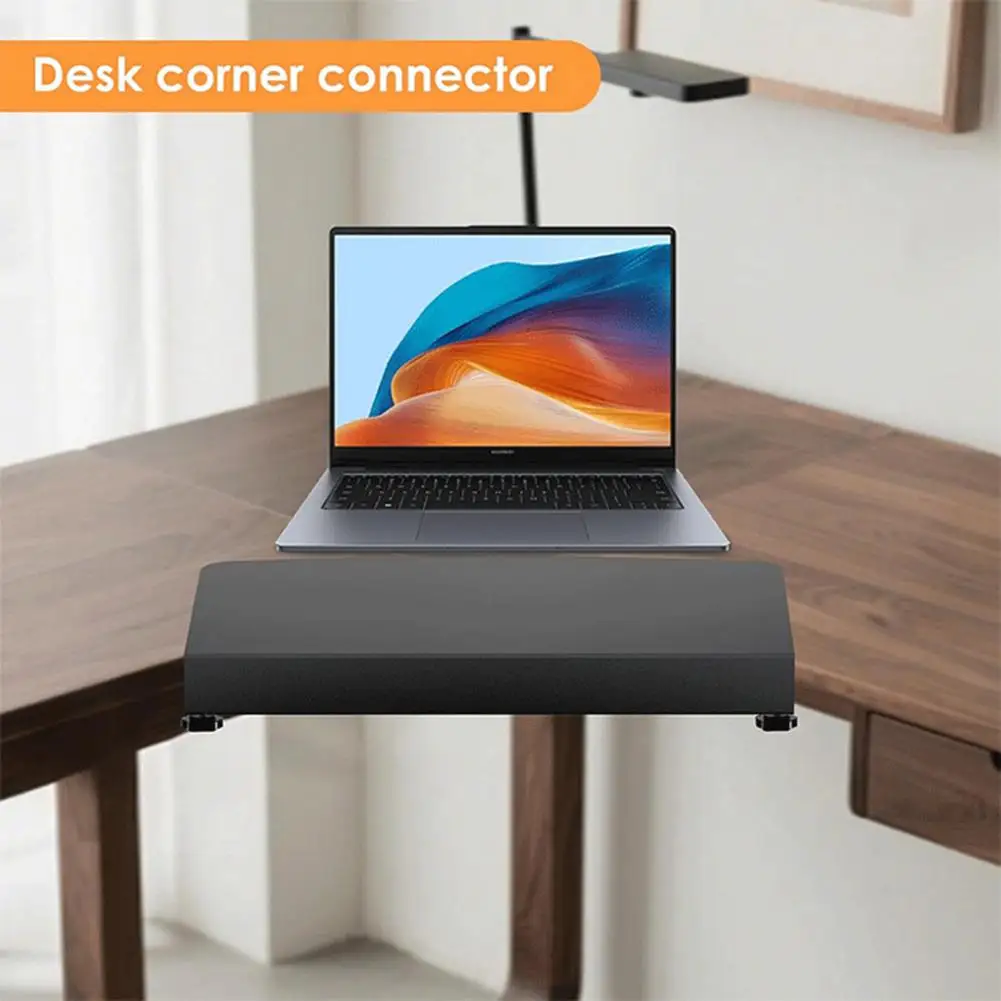Clamp-on Corner Desk Connector Sleeve Plate Desk Area Extender Simple Installation L-Shaped Desk Platform Extender Attachment