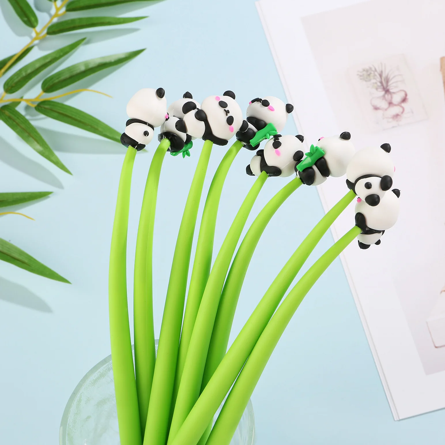 

12 шт., мягкий клей с рисунком панды, качалка, нейтральная ручка, декомпрессионная ручка-качалка, студенческий приз, креативные канцелярские принадлежности