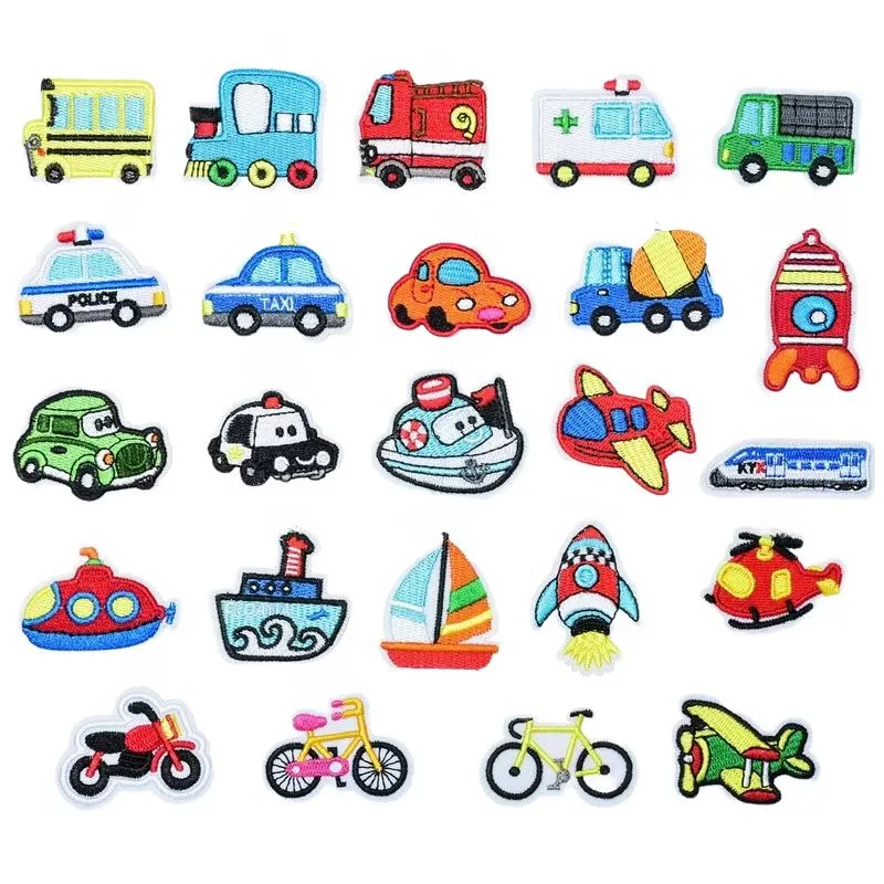 

50pcs/Lot Small Embroidery Patch Boat Car Bicycle Airplane Vehicle Kids Clothing Decoration Sewing Accessory Craft Diy Applique