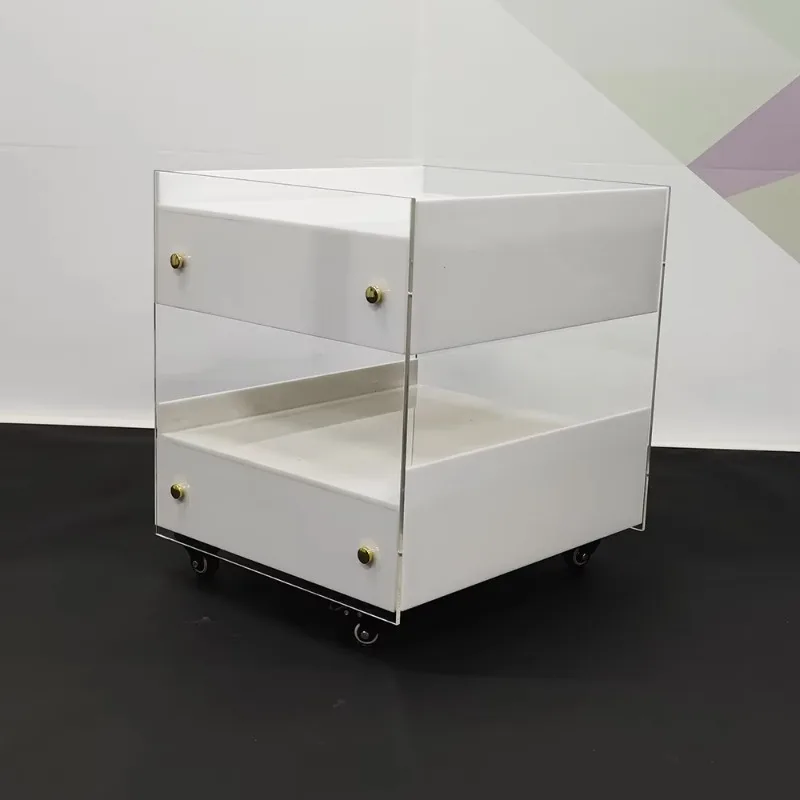 

White luxury bedroom bedside table, modern bedside table acrylic bedside table with wheels