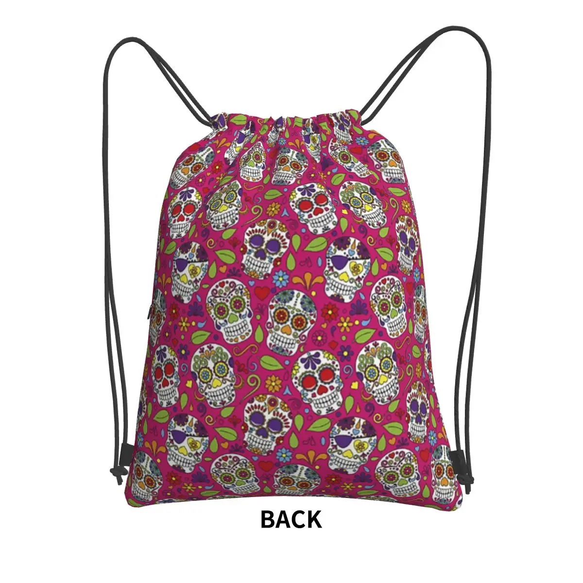 Sugar Skull Mexican Flower Halloween Day Of The Dead Backpacks Multi-function Drawstring Bags Sports Bag Book Bags Travel School