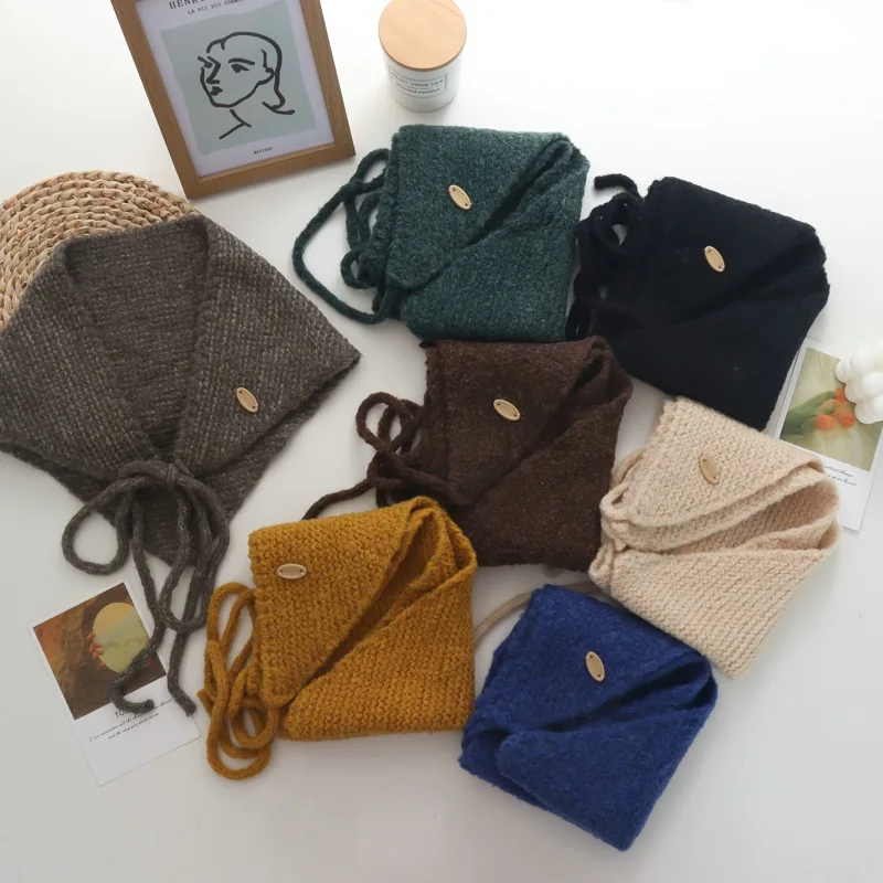 

New Knitted Triangular Binder Headwear Women's Winter and Autumn Scarf Decorative Toe Cap Fashion Trending Shawl Bandeau Scarf