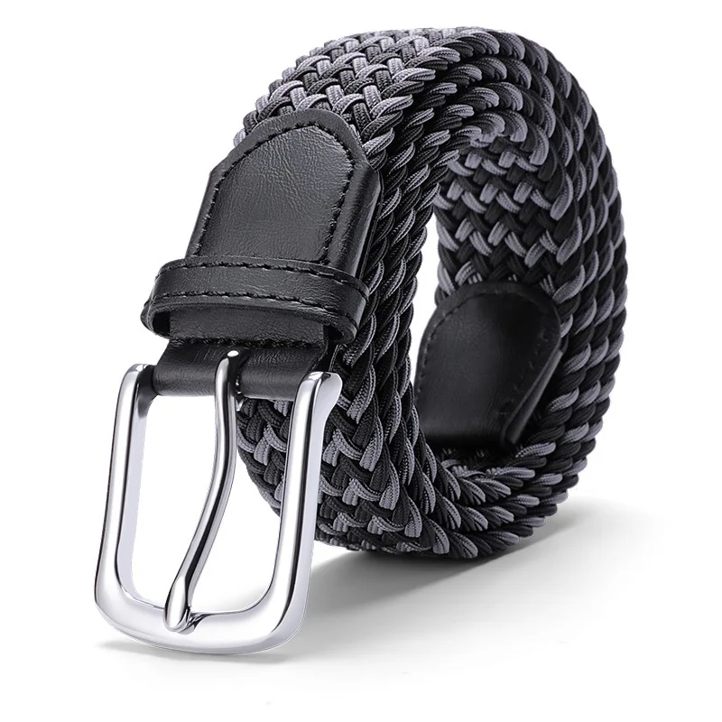 

[Meimeier] Woven Belt Casual Men's Leather Belt Pin Buckle Elastic Canvas Elastic All-Match Belt Lady's Pants Belt