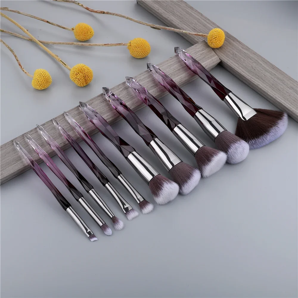 5-10 brocha de maquillaje púrpura, base sintética de calidad, sombra de ojos correctora de contorno en polvo suelto, herramienta de maquillaje profesional