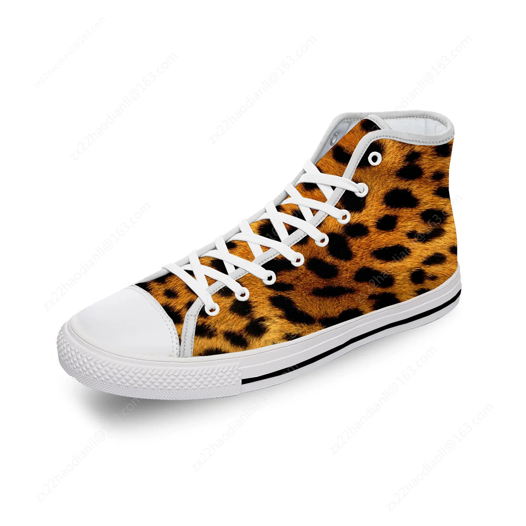 Leopard Print Pattern Aesthetic White Cloth Fashion 3D Print High Top Canvas Shoes Men Women Lightweight Breathable Sneakers