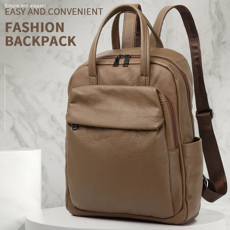 Genuine Leather Backpack, Suitable For Both Women and Men,Mmultifunctional and Large Capacity Can Be Placed On A Gift Suitcase