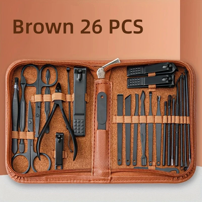 

Набор для маникюра Ail Clipper Kit, 26 предметов, из нержавеющей стали, профессиональный набор для ухода за ногтями с роскошным дорожным футляром