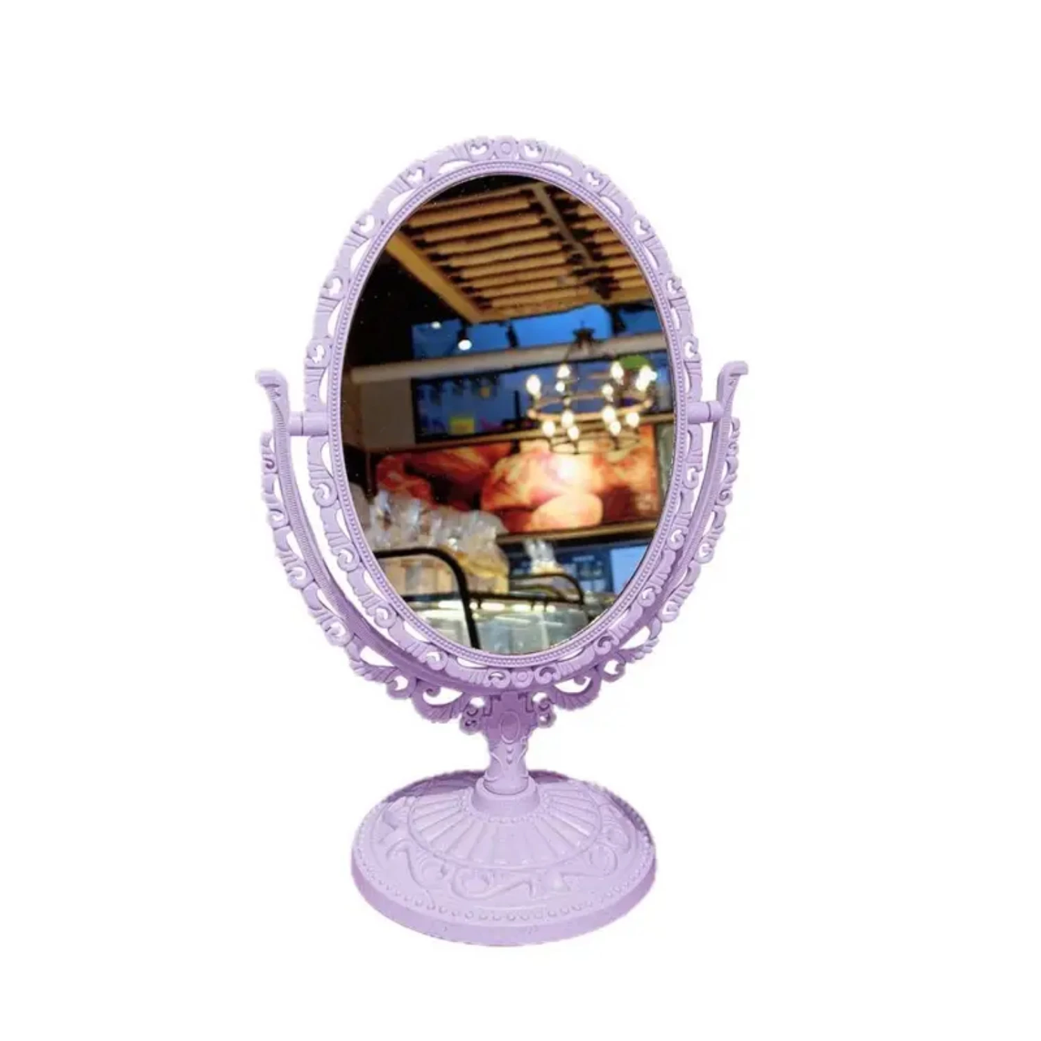 Heart-Shaped Makeup Mirror Retro European Single-Sided Makeup Mirror 360-degree Rotating Desktop Makeup Tool