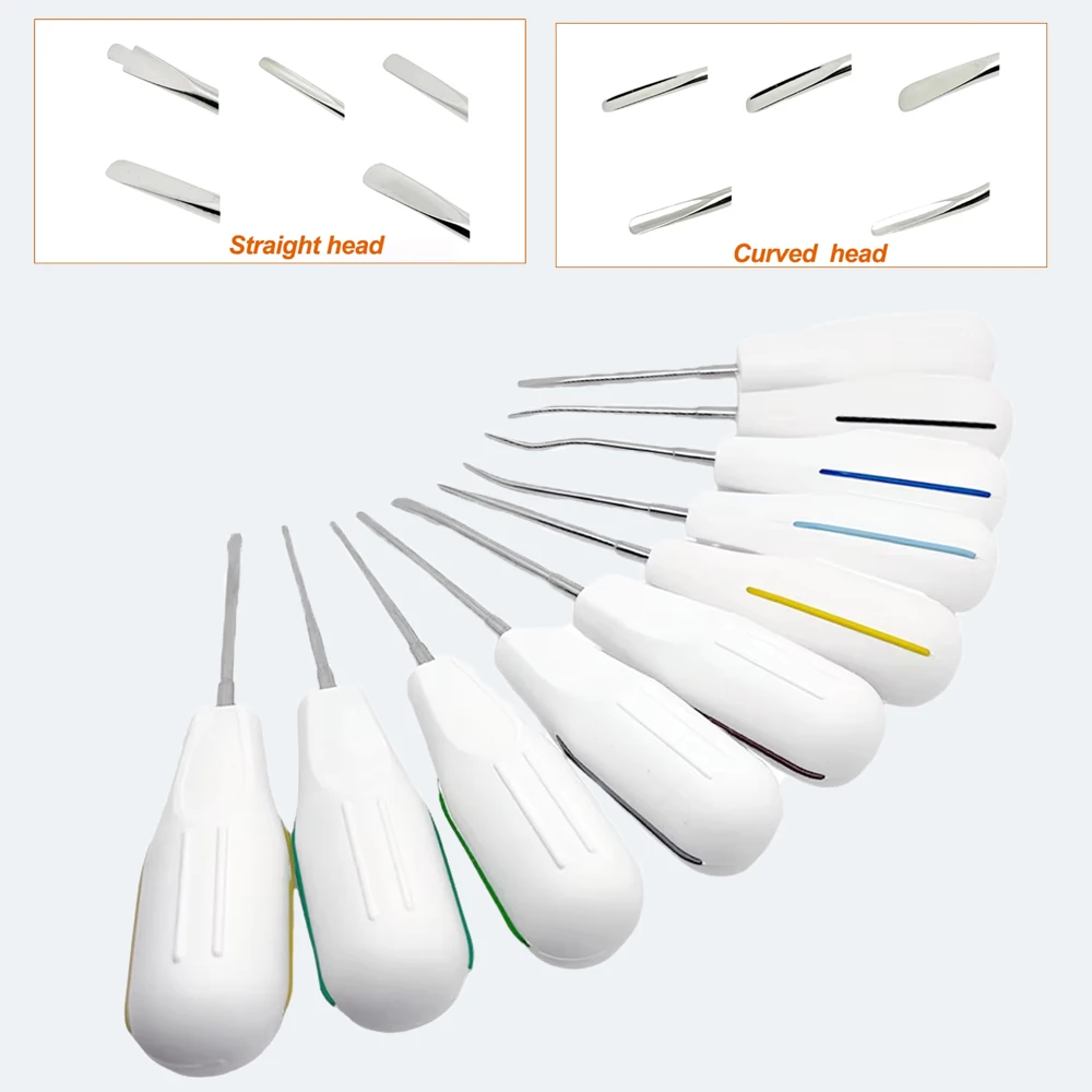 

10 шт./компл., комплект экстракторов для стоматологических корневых лифтов, изогнутый подъемник для минимально инвазивной хирургии полости рта, противоскользящая ручка