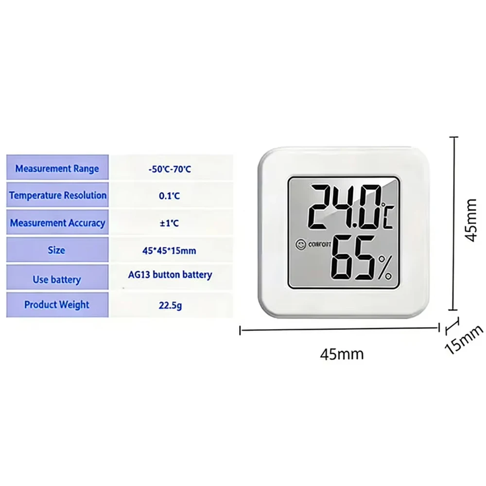 Weißes / Rundes Digitales LCD-Thermometer für Auto, Innenräume, Zigarren- und Weinschränke, Digitales Temperatur- und Feuchtigkeitsmessgerät, Haustier-Acrylbox – Detail 12