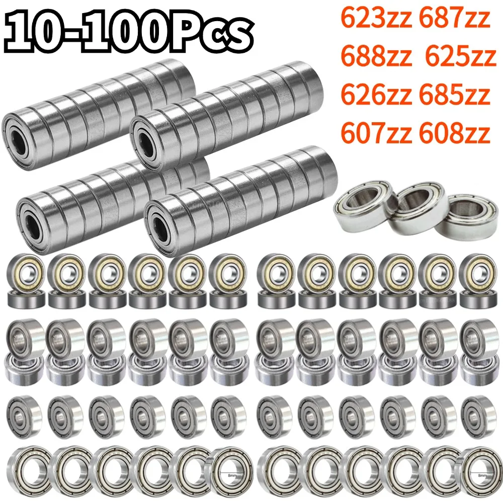 10Pcs/lot Ball Bearing 625zz 5x16x5mm Carbon Steel Bearings 626zz 623zz 607zz 688zz 685zz 687zz 608zz for Scooter Skateboard