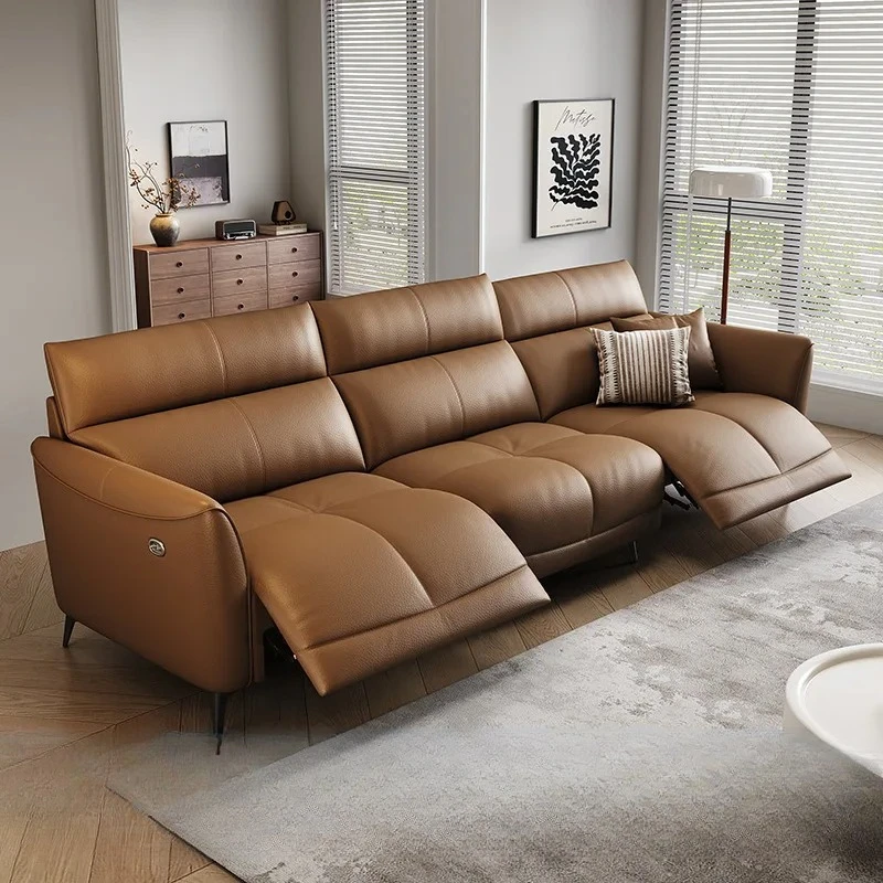 lt large living room single small apartment sofa first layer cowhide sofa electric multi-function