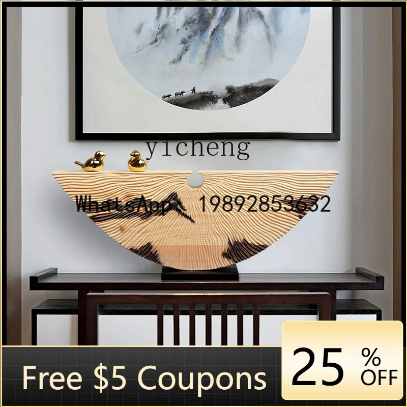 D28 abstract half-moon wood carving handicrafts decorative ornaments porch sculpture artwork