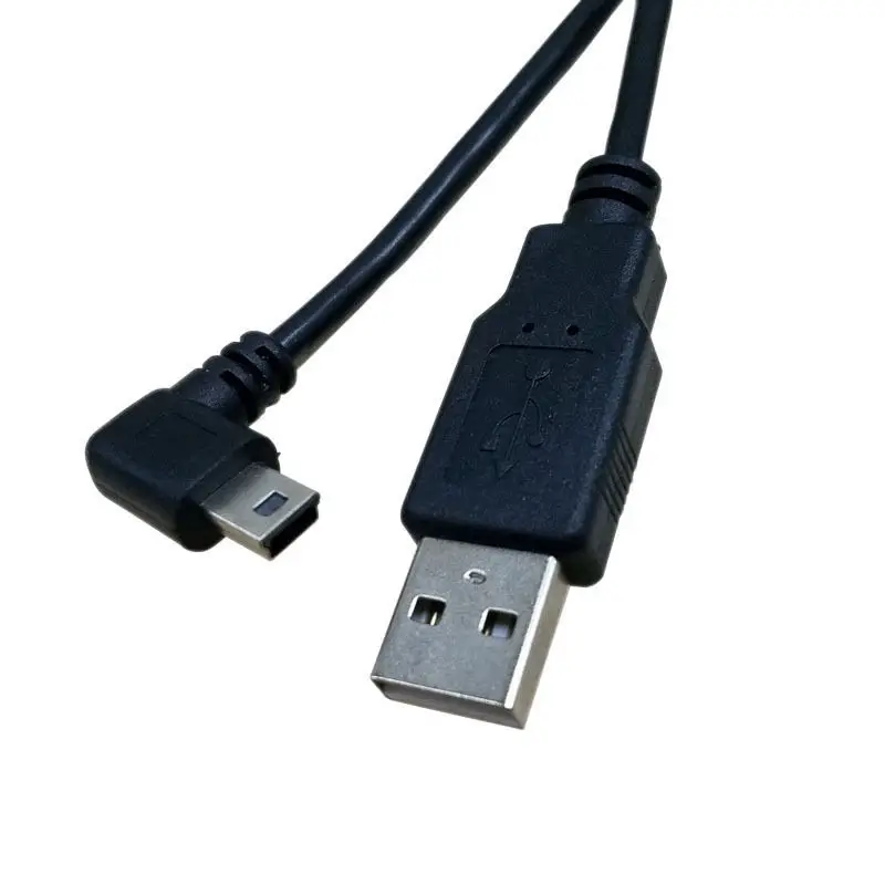 USB 2.0 to Mini USB Data Sync Cable 90 Degree Angled Elbow 5 Pin B Male to Male Charge Charging Cord for Camera MP3 MP4