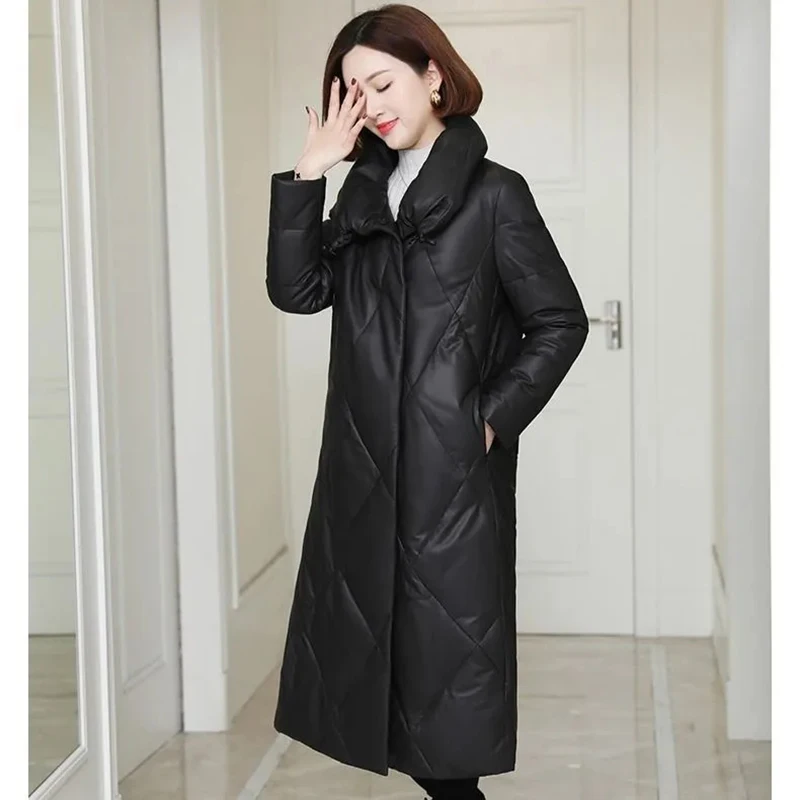 Women PU Leather Overcoat  Winter Coat Jacket Warm Parkas 2023 New Female Thickened Cotton-Padded Coats Femme Windbreaker