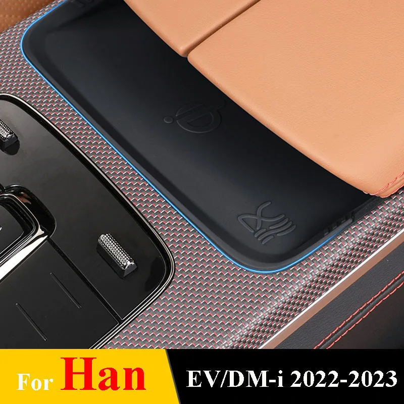 

For BYD Han EV DM-i 2022 2023 Accessories Central Control Wireless Charging Board Cover Silicone Protective Mat Anti-slip Pad