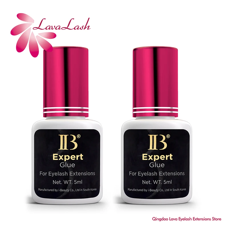 2 Bottles 5ml Korea IBeauty Expert Glue Eyelash Extensions IB Wine Red Cap Lash Glue False Eye Lash Adhesive 1-2s Wholesale