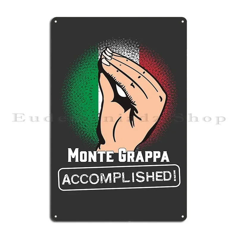 Plaque Métallique Décorative Monte Grappa : Citation de Cycliste Italien – Affiche Murale pour Garage, Cinéma, ou Décoration Intérieure