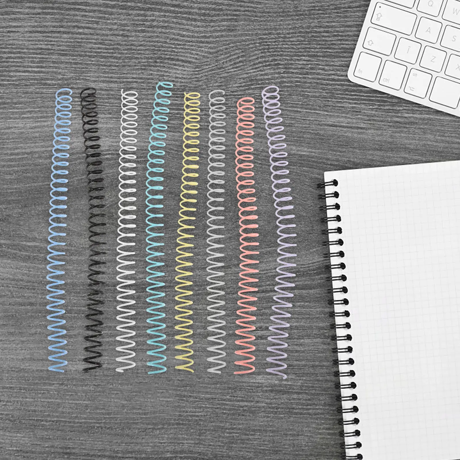 8Pcs Colorful Plastic Spiral Binding Coils Sturdy Binder Rings for Office School Project Document Binding Plastic Rings