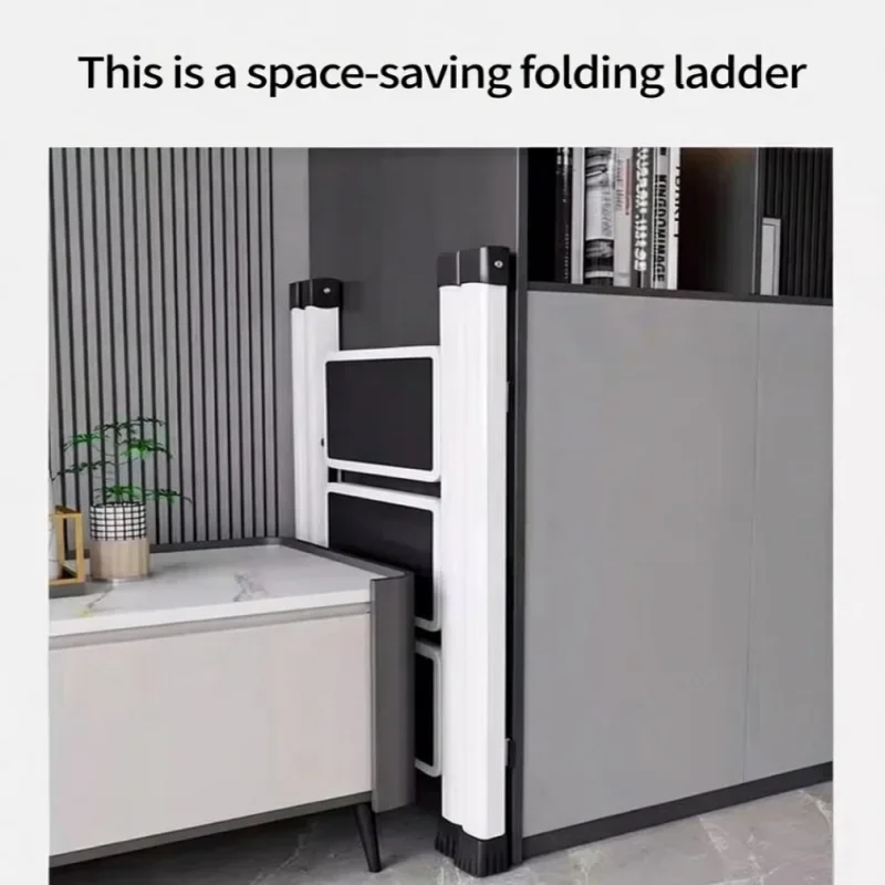 2-3 Step Folding Ladder, Anti-Slip Wide Pedal 330lbs Carbon Steel Step Stool with Storage Shelf, Multifunctional Plant Stand